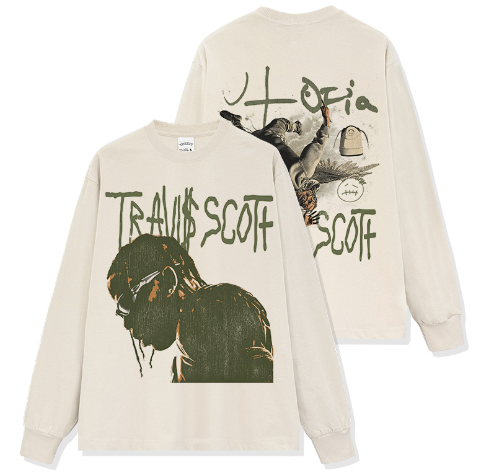 Round Neck And Long Sleeves Printed Fashion Men's T-shirt