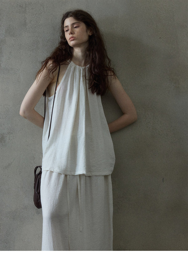 Summer linen strappy sleeveless women's top