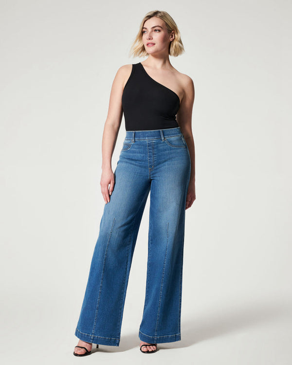 Summer Fashion Versatile Hight-Waist Straight Wide-Leg Denim Pant for Women