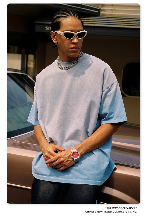 Summer's New Fashionable Commuter Youth Washed And Aged Street Trend Men's T-shirts