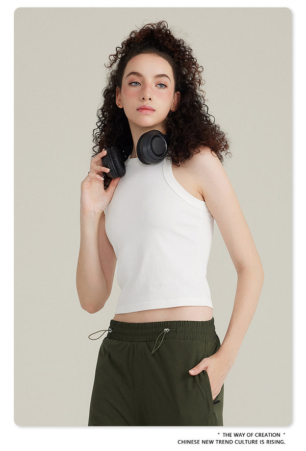 Summer Short Solid-color Commuter Women's Vest Top