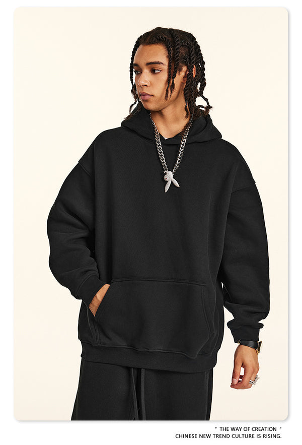 Dopamine Solid-color Fashionable Casual Commuting Youth Hooded Men's Sweatshirt