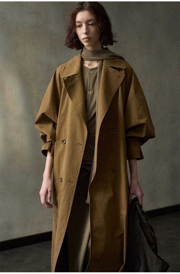 A Classic Commuter Easual Fashion Tie Collar Coat