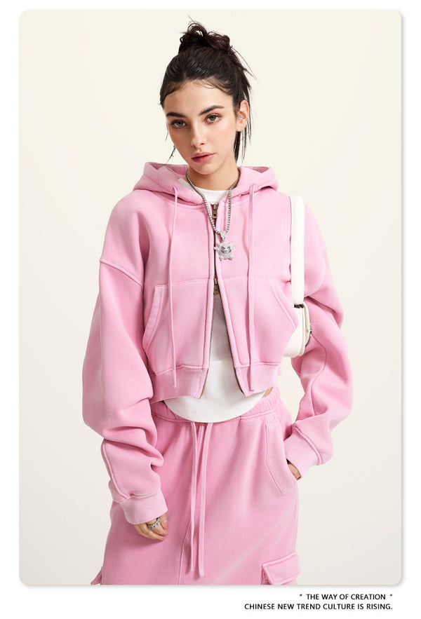 Autumn And Winter Fleece Warm Washed Sports Jacket