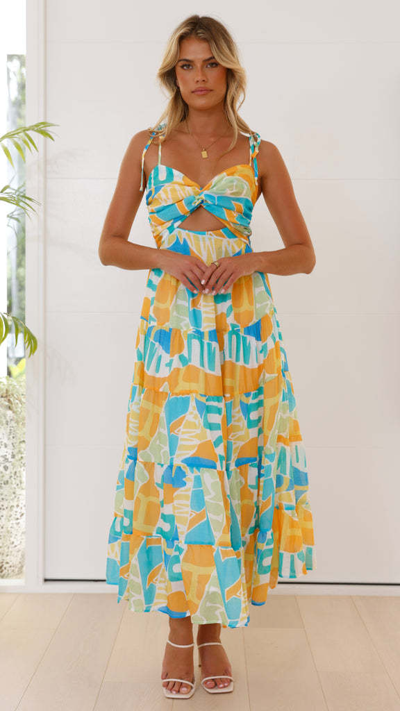 Summer Fashion Casual Printed Cutout Waisted Holiday-Style Slip Dress for Women