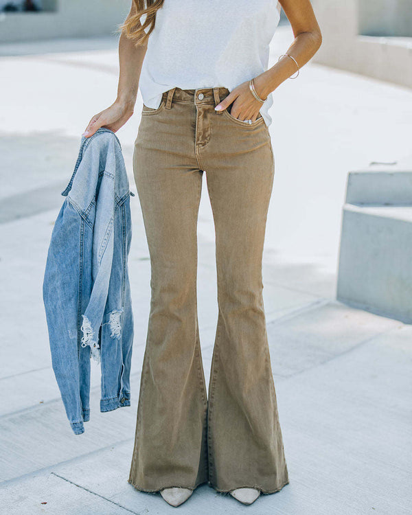 Autumn Fashion Versatile Vintage-Style Slightly Flared Denim Pant for Women