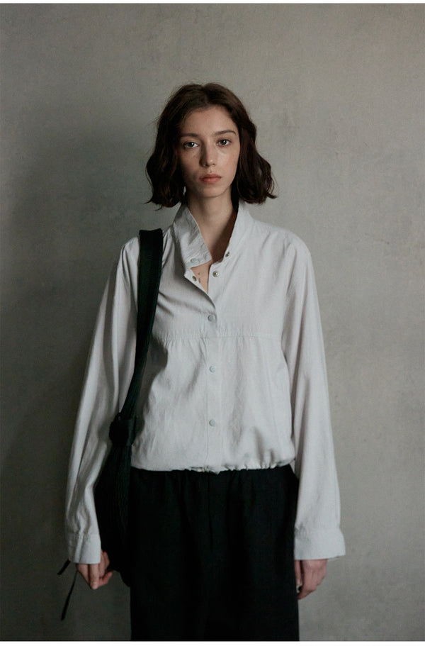 Linen Backbone, Fashionable And Simple Solid-color Button Women Blouse