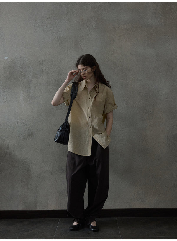 Summer Fashionable Commuting Button Short-Sleeved Simple Women's Top