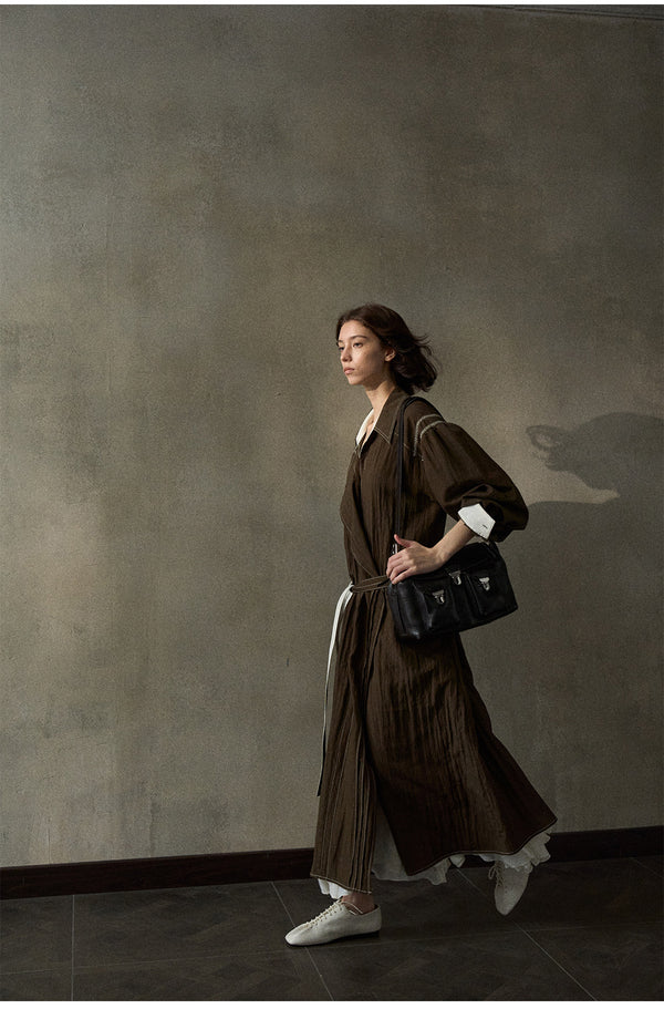 A High-End And Fashionable Embroidered Asymmetrical Tencel Color-matching Women's Coat