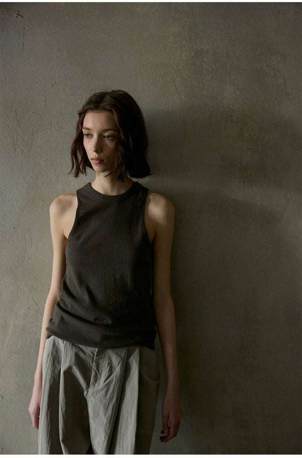 Summer Fashion Trend Round Neck, Solid Color, Pure Cotton Women Top