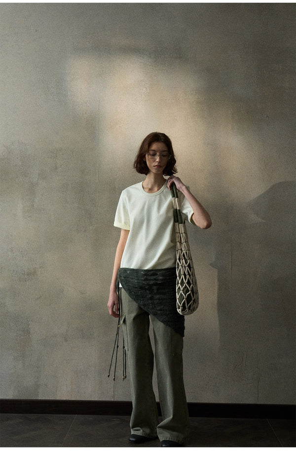 Trendy And Retro Denim Workwear Flared Pants, Mid-waist  Casual Women's Pant