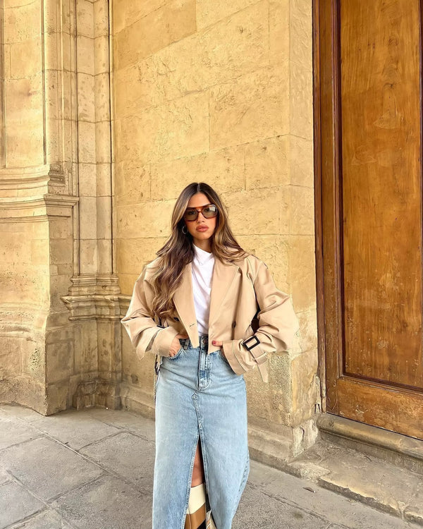 Spring Fashion Simple and Versatile Short Jacket with a Belt for women