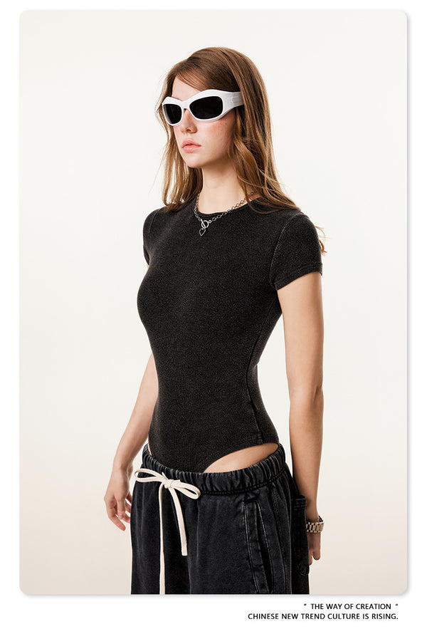 Summer Hot Girl Washed And Aged Fashionable Cotton Top