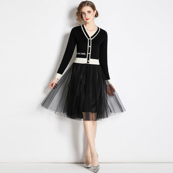 Knitted A-Line Skirt Long Sleeved Leggings Skirt