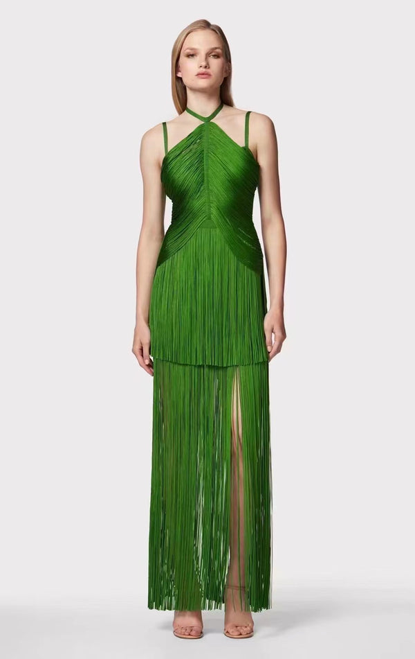 Summer Fashionable and Sexy Fringed Cinched Waist Party Slip Dress for Women