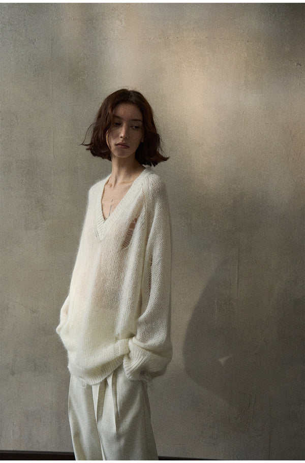Mohafur Spring Fashion Openwork Fringed Laid-back Knit Wear