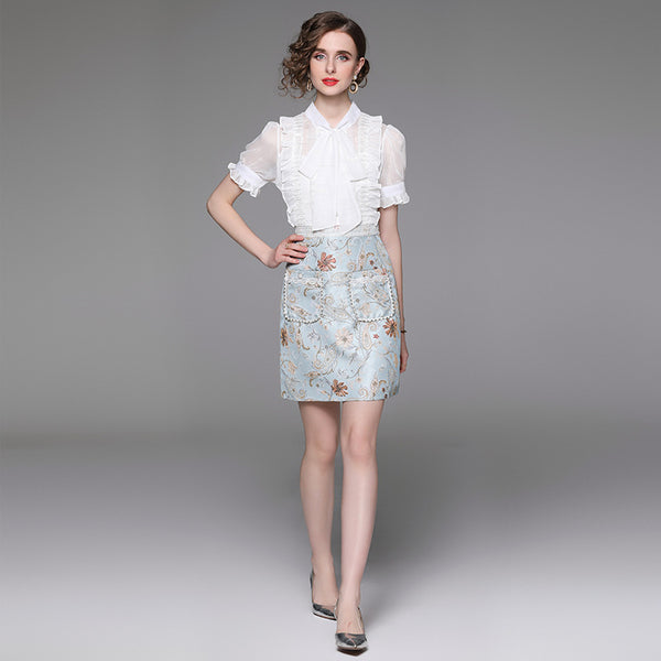 New Shirt Splicing Fake Two Pieces Waist Show Thin Temperament Dress