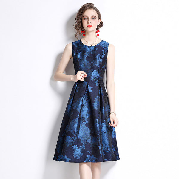 Temperament Elegant Jacquard Mid-Length Dress